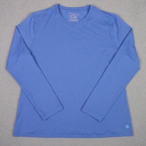 Tori Richard Top Womens Large Blue Shady Side Shelly Tee Tradewind Tech Shirt